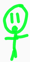 A green stick figure